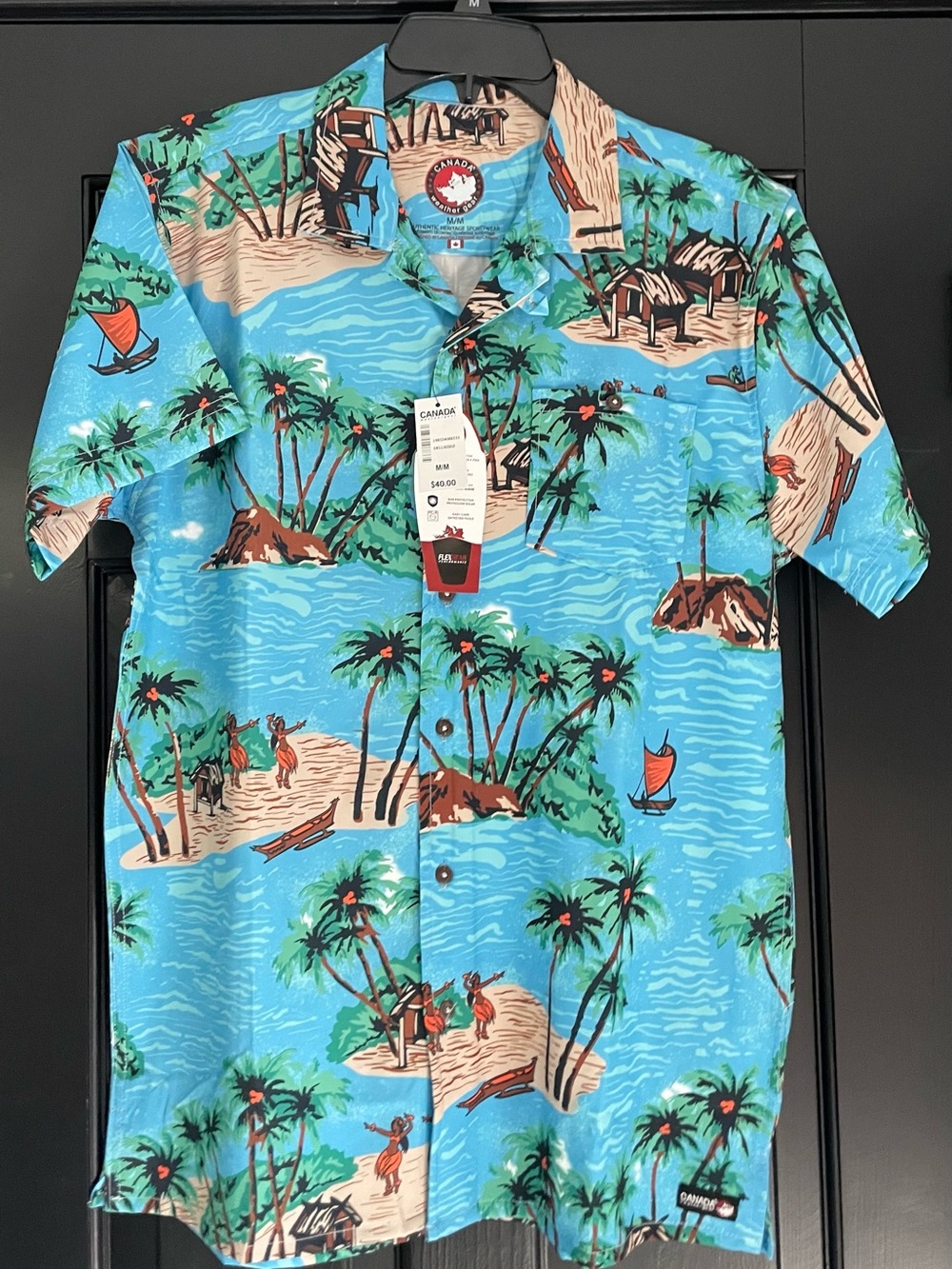 Hula Girl Hawaiian Tropical Canada Weather Gear Short Sleeve Button Up Shirt